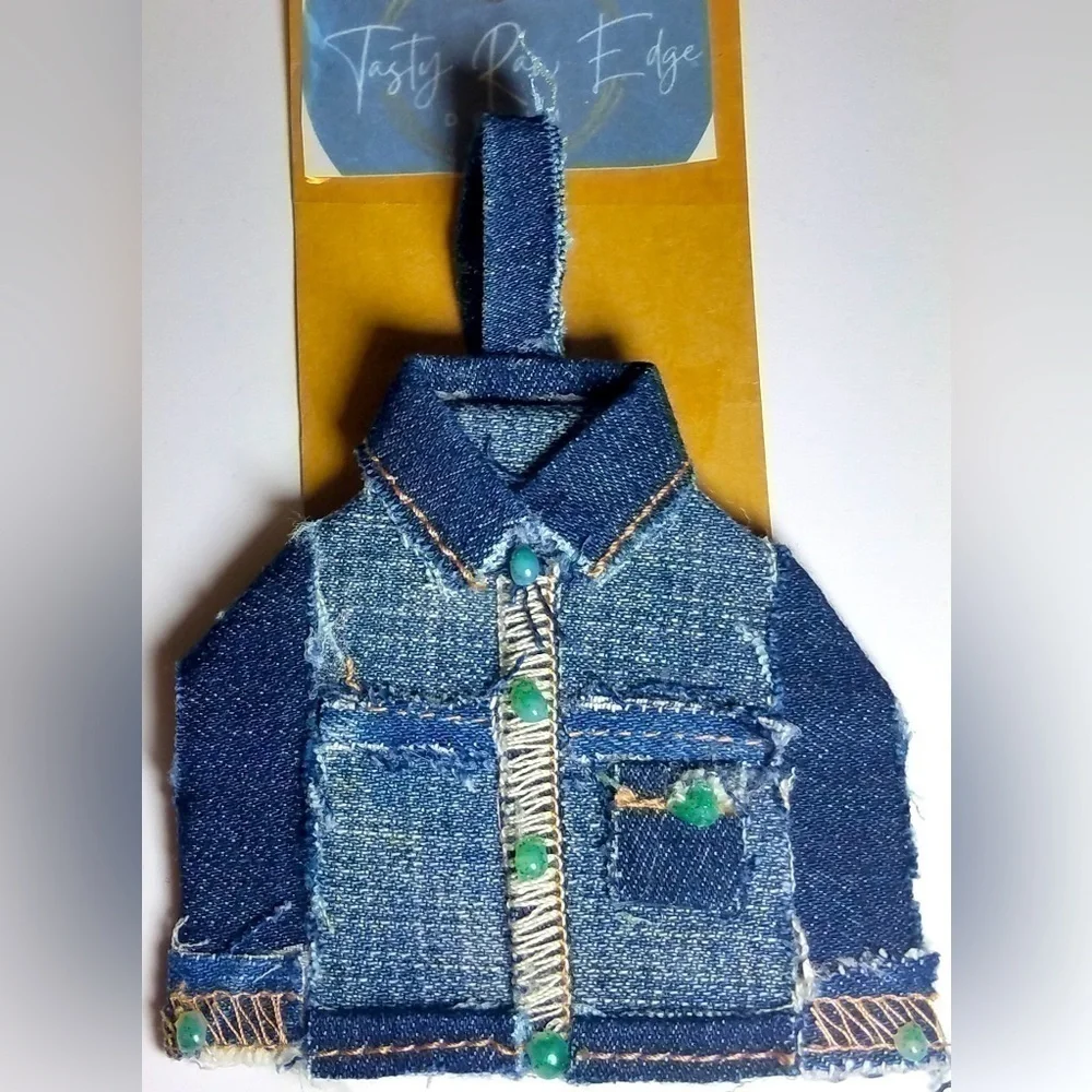 Tasty Raw Edge Denim “Single Two” Lil Denim Jacket Ornament